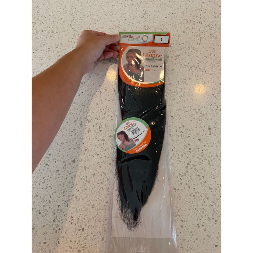 Model Model Glance Yaky Straight 10” Drawstring Ponytail Jet Black #1 Synthetic